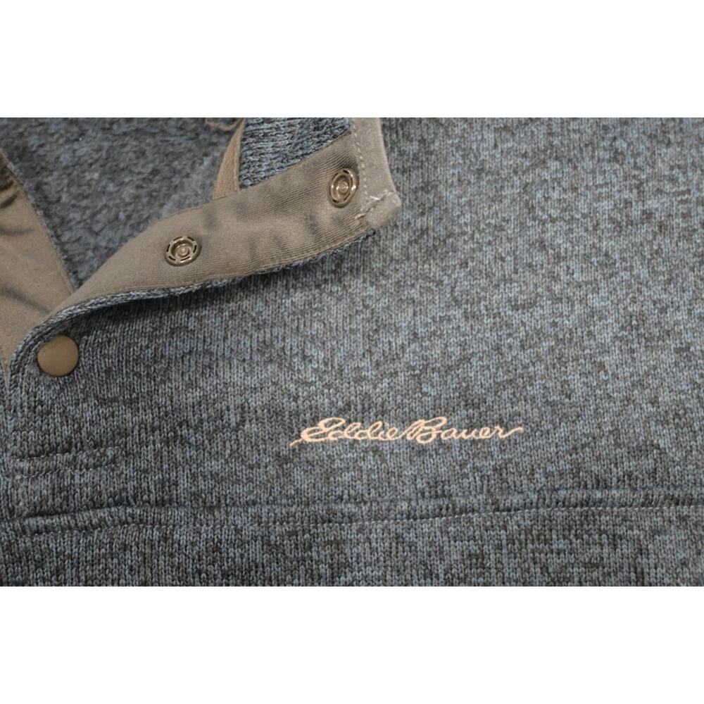 Eddie Bauer Camp Sweater Snap Neck Fleece Blue Pullover Hiking Mens Sz XL - Picture 5 of 7